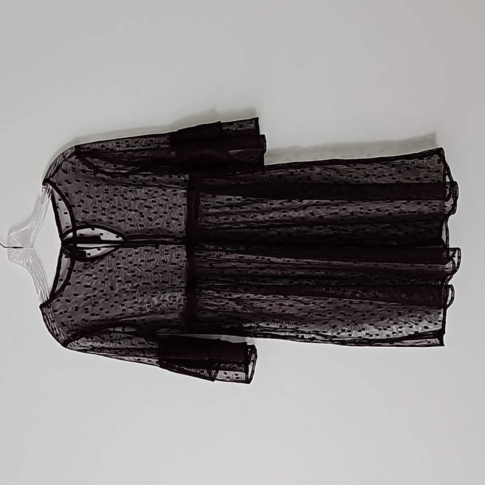Sheer mesh babydoll top/dress with ruffled sleeves size small-medium